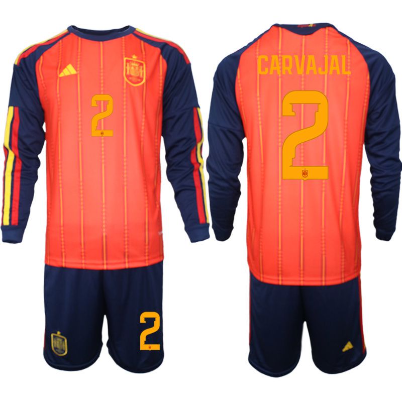 Men 2026 World Cup National Team Spain home red #2 long sleeve Soccer Jersey